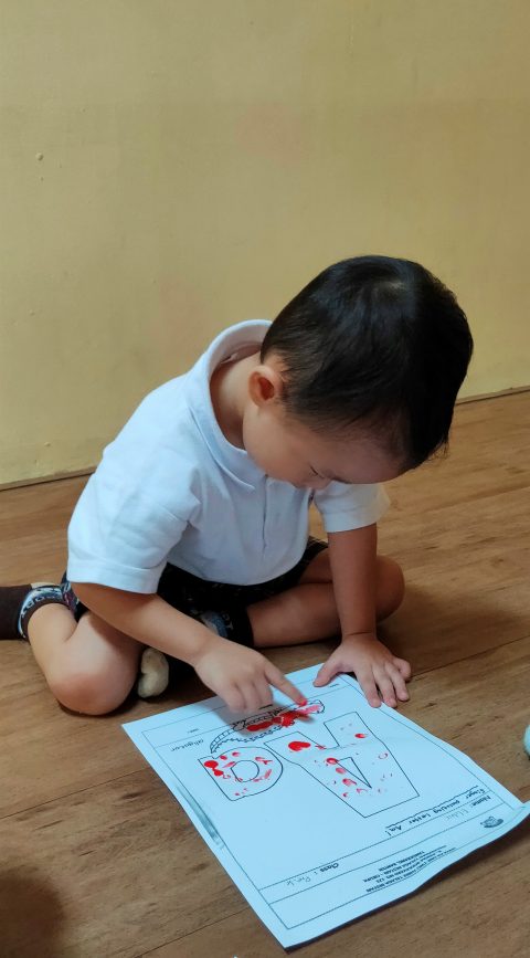 PRE-K 1 “Finger painting on letter Aa”