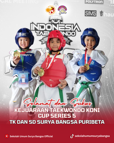 TK dan SD Puribeta dalam mengikuti Kejuaraan Taekwondo KONI CUP SERIES 5